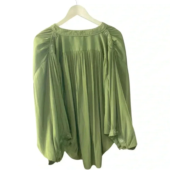 Chicos Ring-Trim Blouse Size 2 Olive Green - Picture 2 of 5